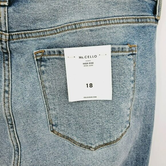 Ms Cello High Rise Mom Jeans 18 Medium Wash Distressed Ripped Denim Stretchy New - Picture 10 of 13